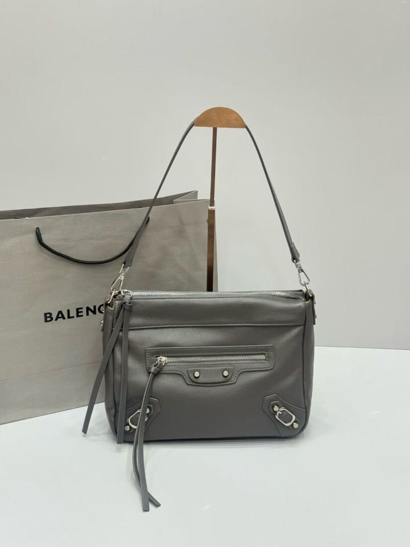 Balenciaga Le City Large Shoulder Bag, Taupe Lambskin in Taupe