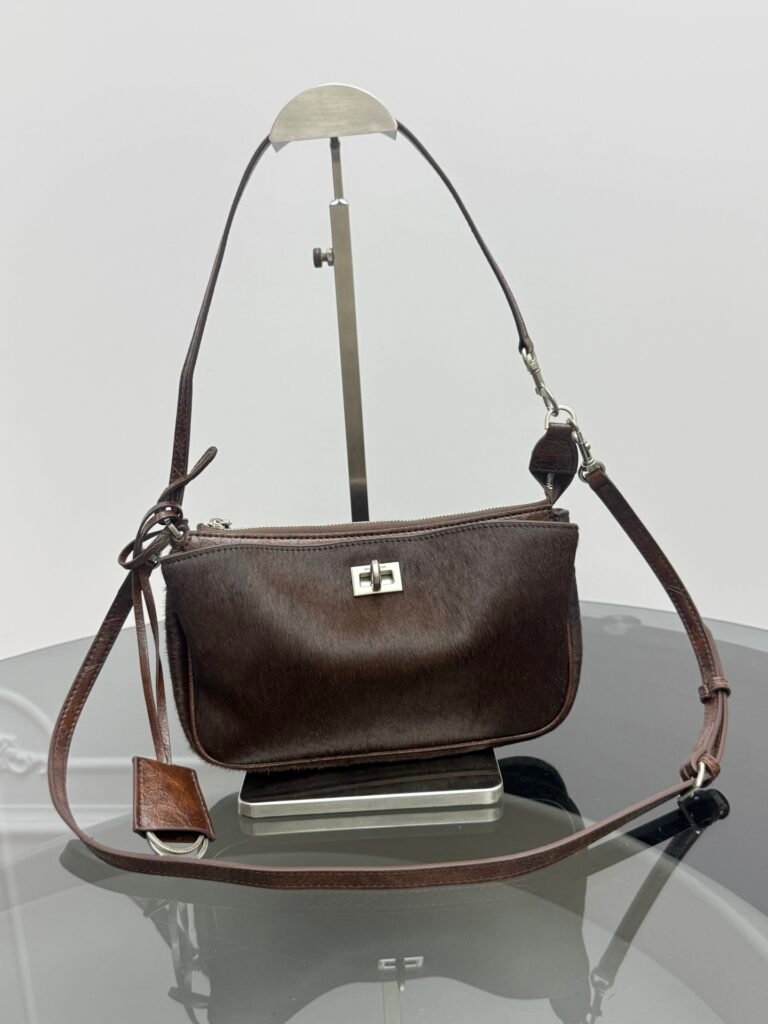 Balenciaga Rodeo Pochette, Horsehair in Dark Grey