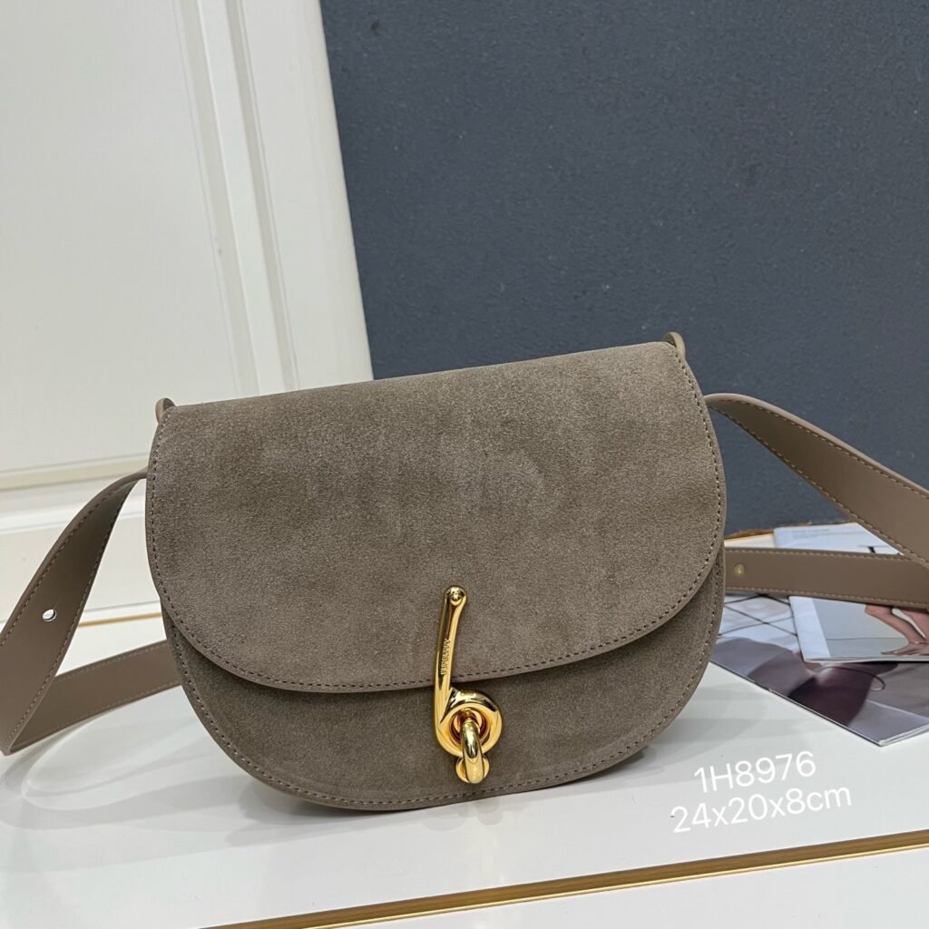 Burberry Matte Cowhide Crossbody Bag, 24 cm in Dark Grey