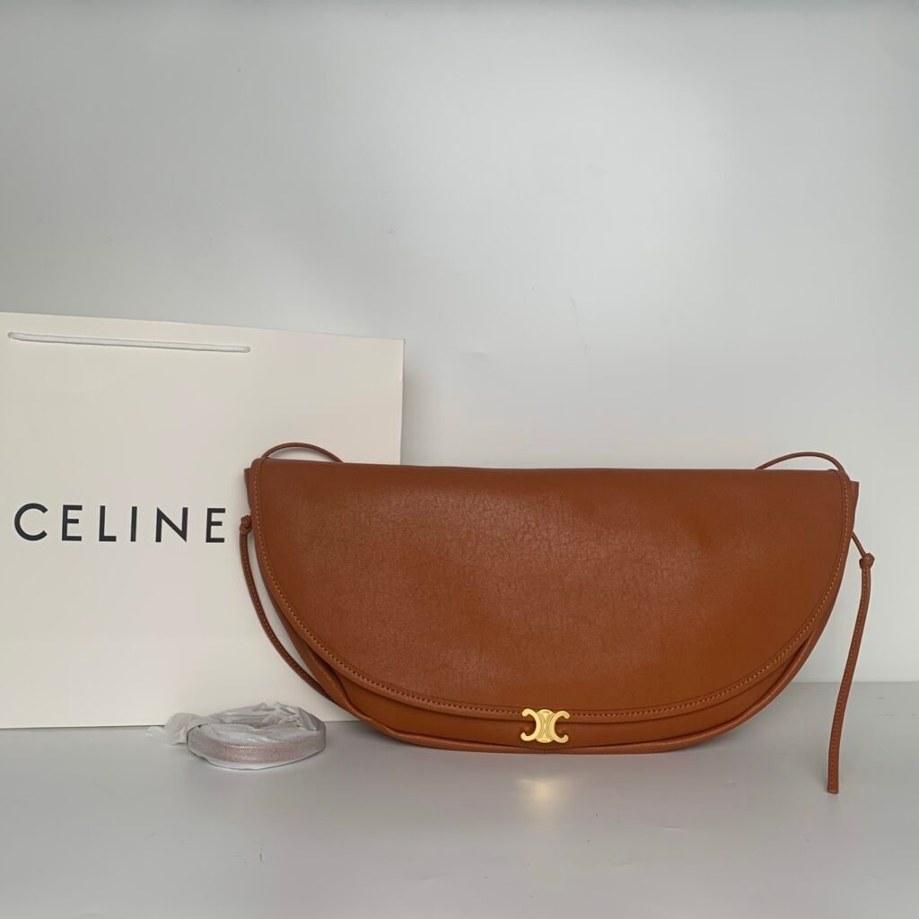 Celine Half-Moon Hobo Bag, Vegetable-Tanned Leather, Brown in Brown