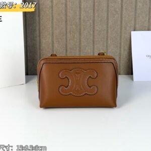 Celine Mini Shell Bag, Canvas with Leather Trim in Brown