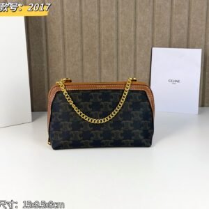 Celine Mini Shell Bag, Canvas with Leather Trim in Grey