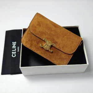 Celine Triomphe Large Bag, Brown Matte Leather