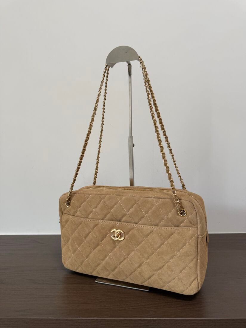 Chanel 24K Coin Bag, Large Soft Shape in Taupe, view 2