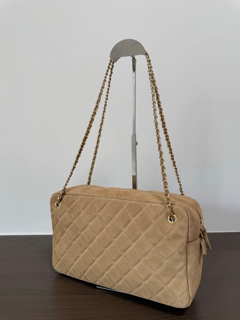 Chanel 24K Coin Bag, Large Soft Shape in Taupe, view 3