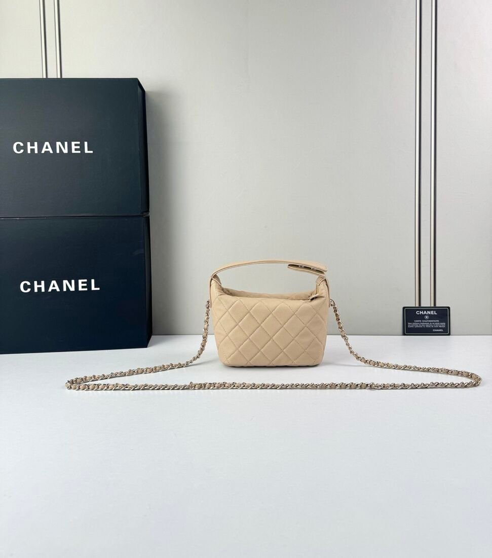 Chanel 4386 Quilted Bucket Bag with Top Handle in Dark Grey, view 2