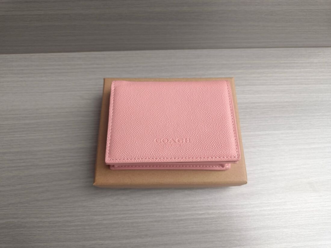 Coach 605 Compact Slim Wallet, Calfskin in Light Pink