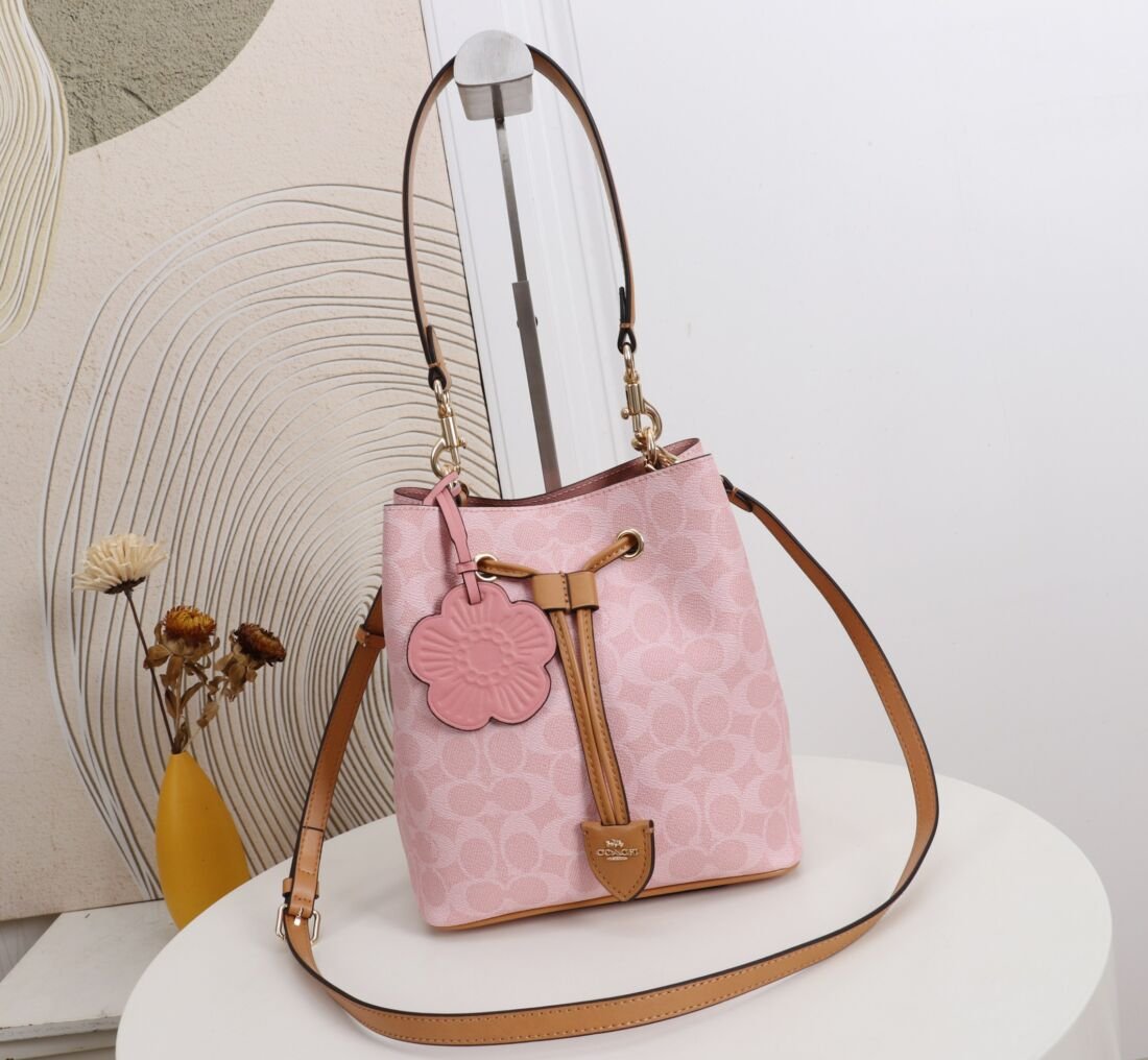 Coach Drawstring Bucket Bag, CEA23, Taupe in Taupe
