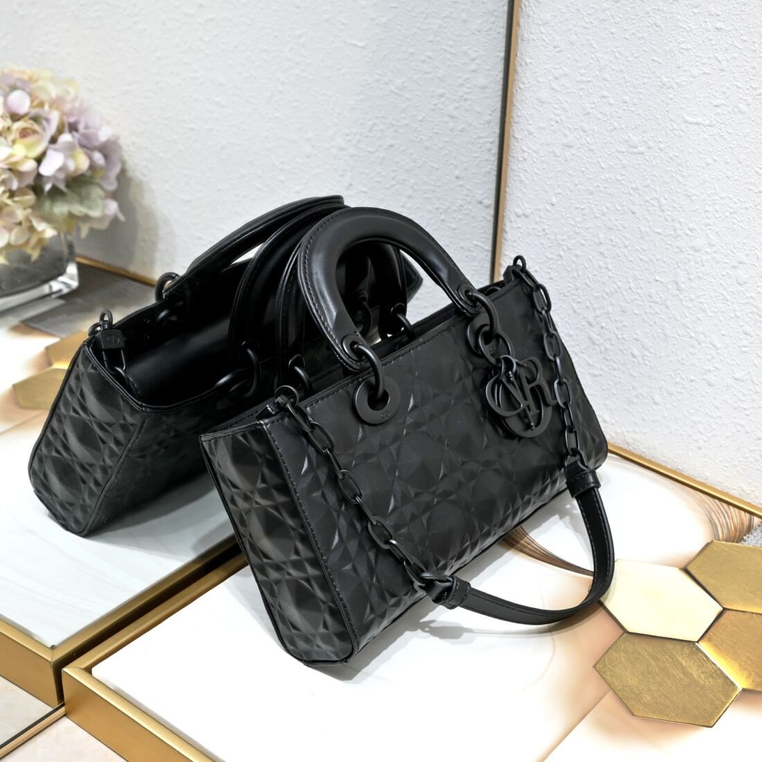 Dior Lady Dior Mini Horizontal Bag, 26 cm in Black, view 3