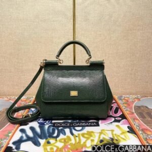 Dolce & Gabbana Sicily Bag, Lizard-Embossed Leather