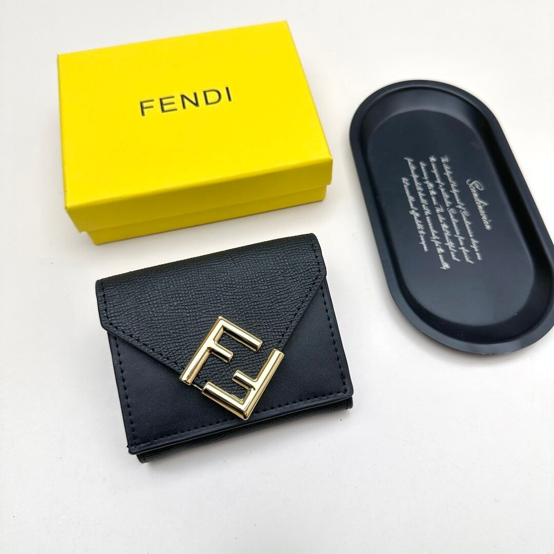 Fendi 8352 Multi-Function Mini Wallet, Calfskin in Black