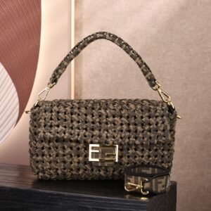 Fendi Woven Baguette Medium Bag, FF Jacquard