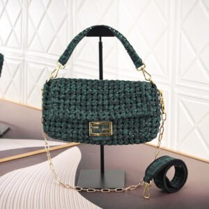 Fendi Woven Baguette Medium Bag, FF Jacquard