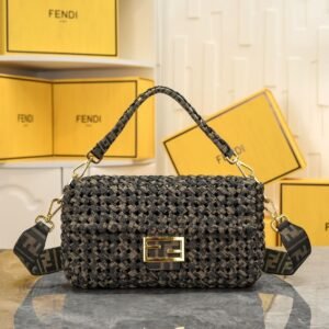 Fendi Woven Baguette Medium Bag, FF Jacquard