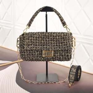 Fendi Woven Baguette Medium Bag, FF Jacquard
