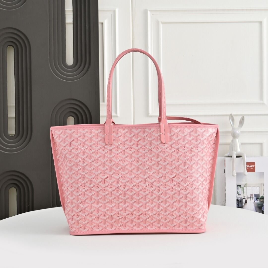 Goyard Reversible Medium Tote, Coated Canvas in Pink, view 2
