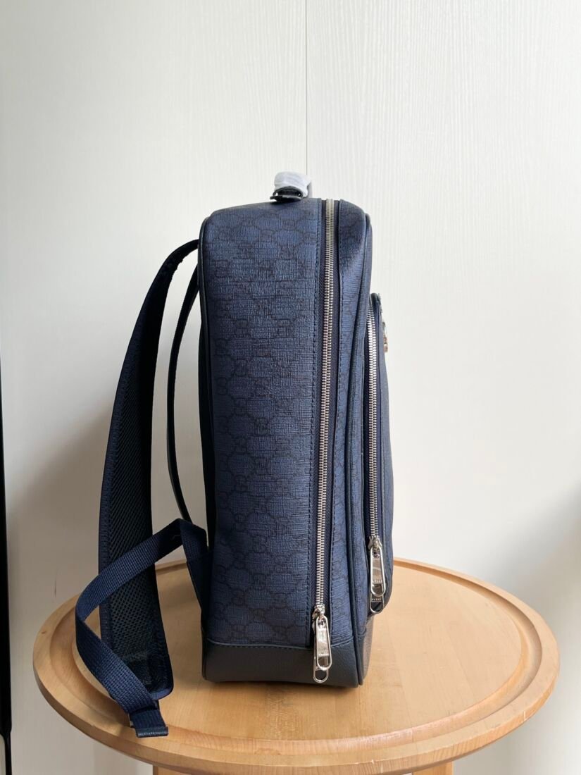Gucci Ophidia Backpack 745718, Textured Leather Trim in Dark Grey, view 3
