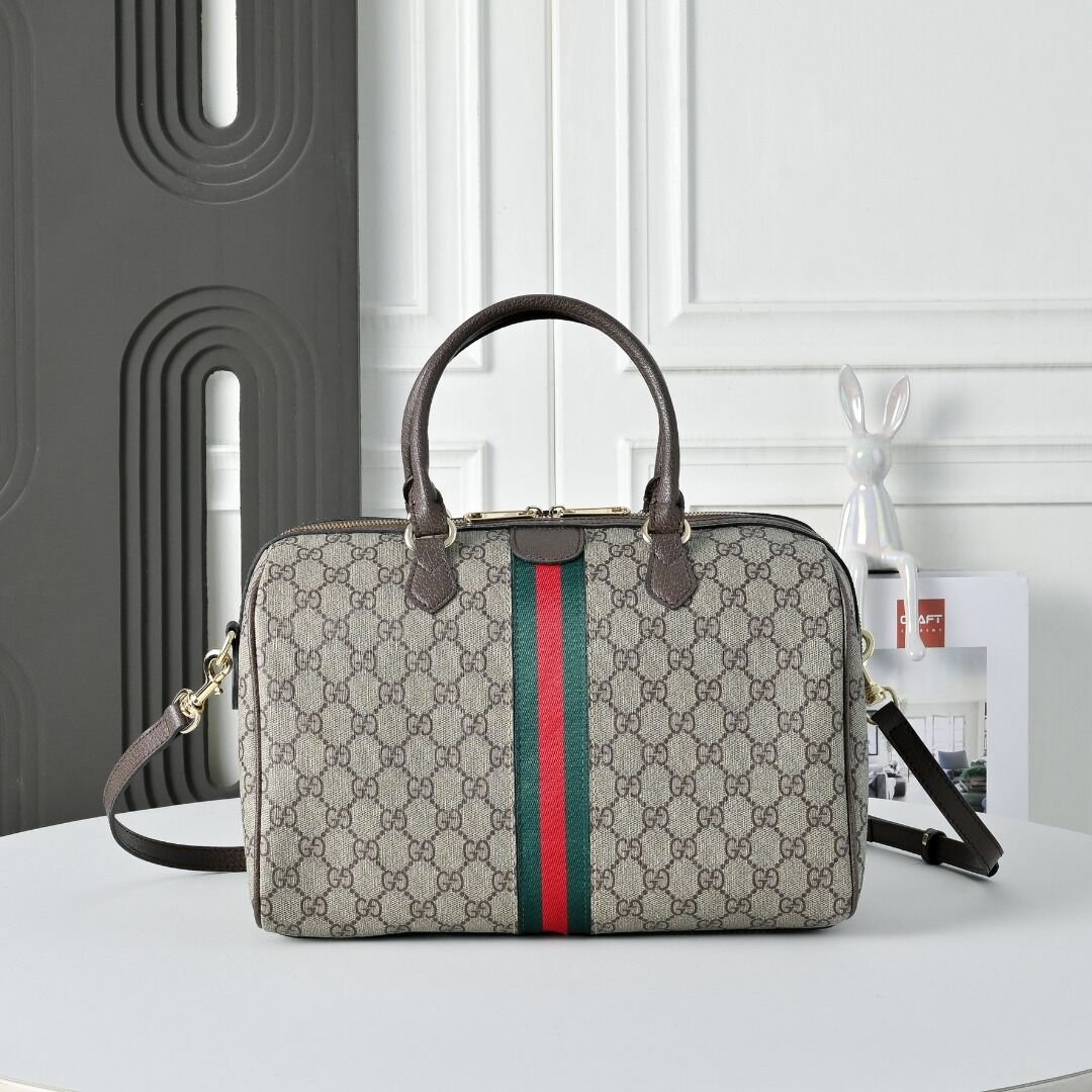 Gucci Ophidia Medium Pillow Bag, GG in Khaki, view 3