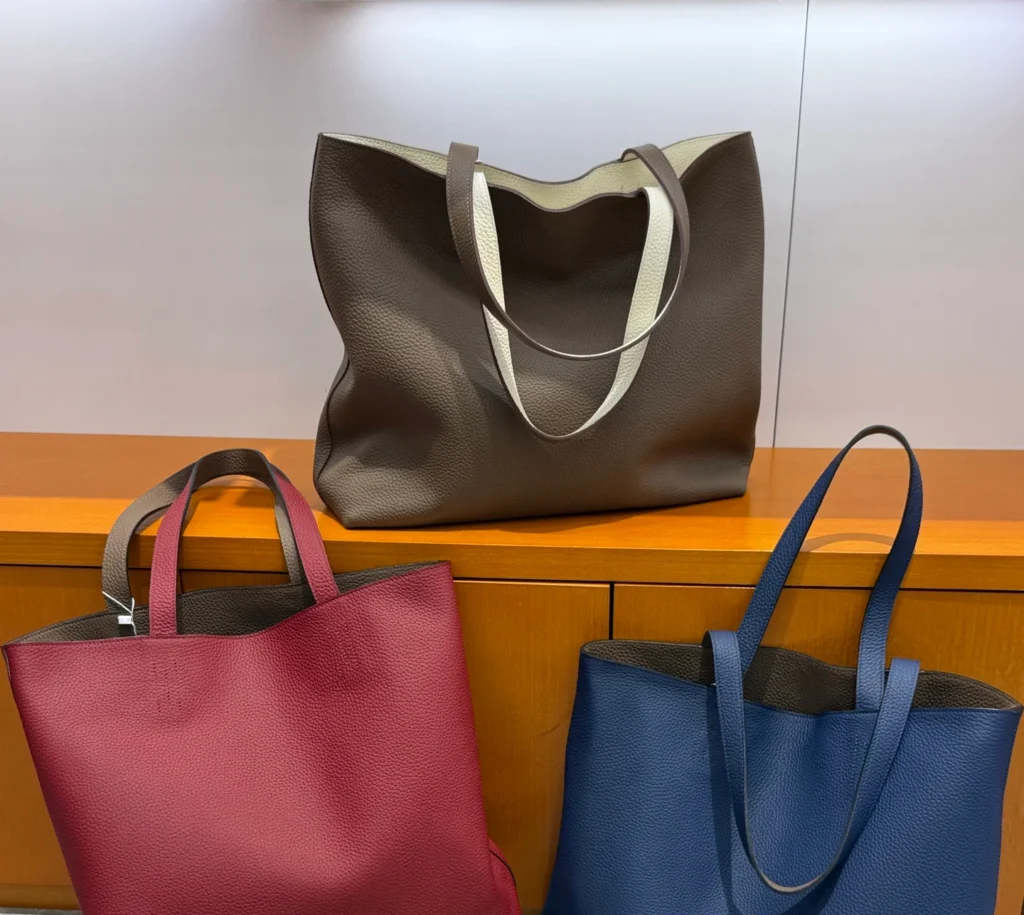 herm s double sens reversible tote burgundy one size, view 01
