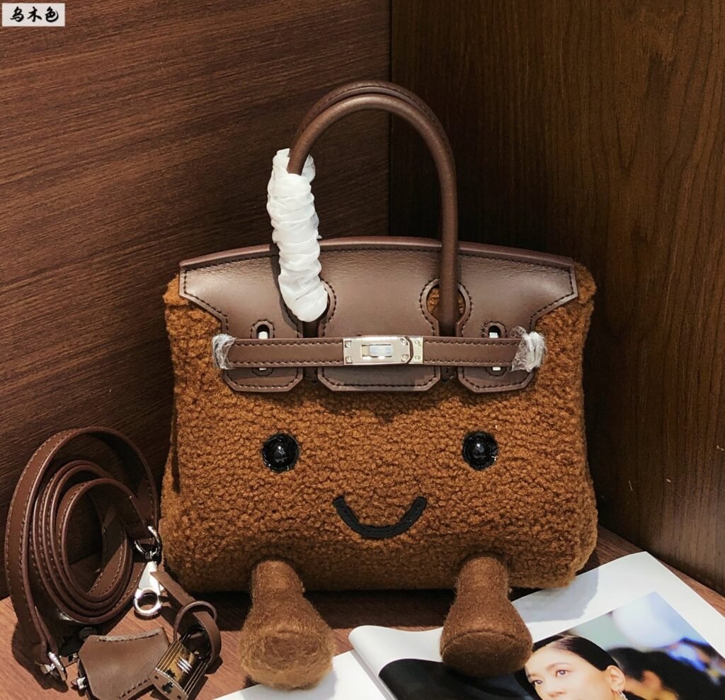 Hermès Birkin 20 Smiley Teddy Bag, Dark Brown in Dark Brown