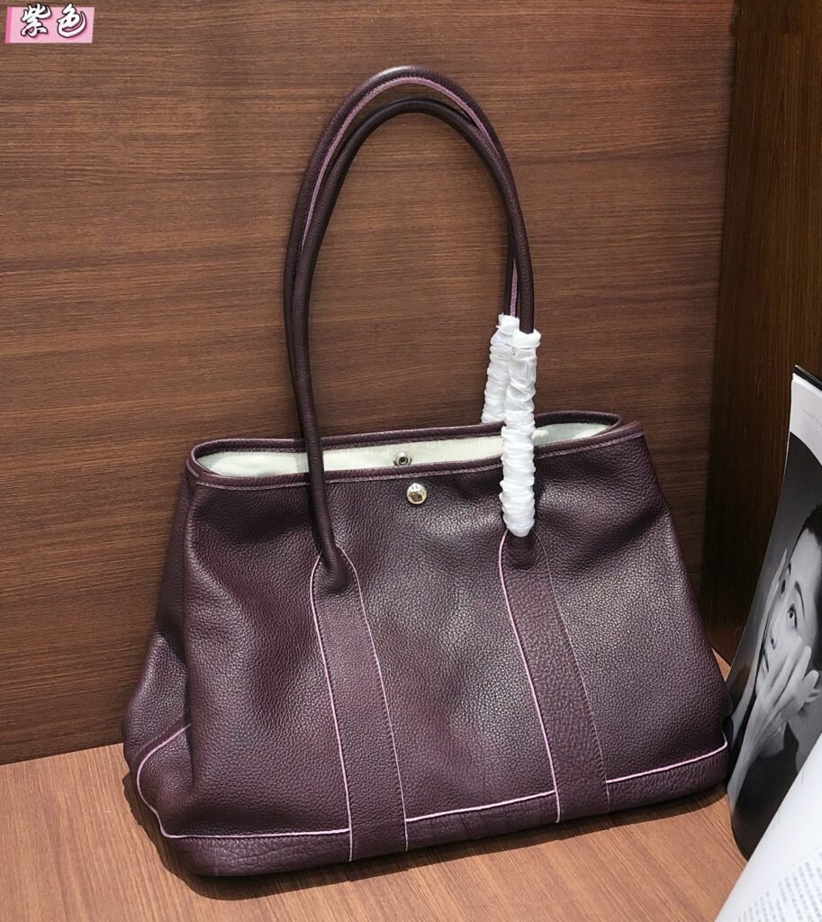 Hermès Garden Party 36 Tote Bag, Water-Dyed Leather, Purple in Purple