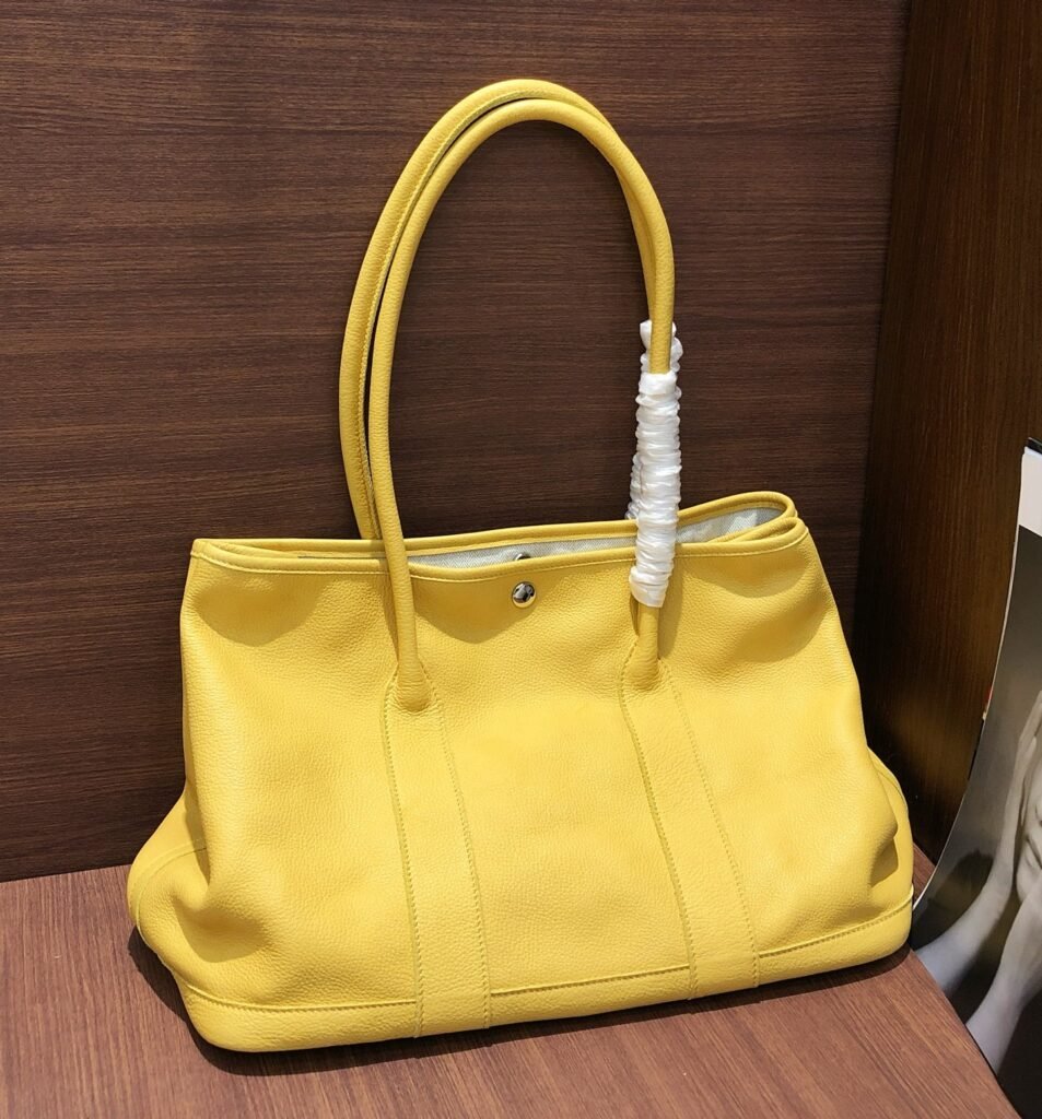 Hermès Garden Party 36 Tote Bag, Water-Dyed Leather, Yellow in Yellow