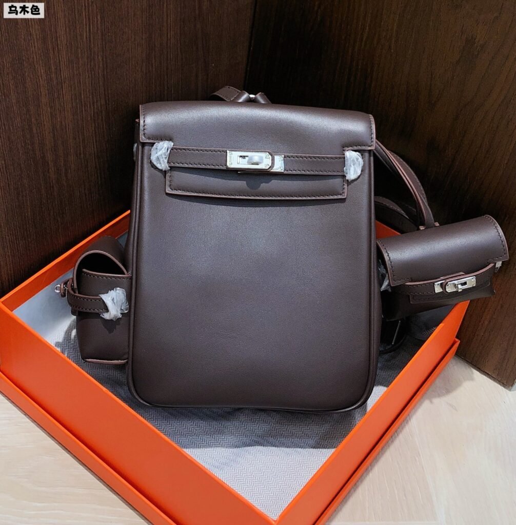 Hermès Kelly Ado Backpack, Swift Leather, Dark Grey in Dark Grey