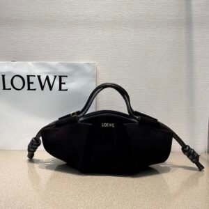 Loewe Paseo Cloud Dumpling Bag, Black Suede