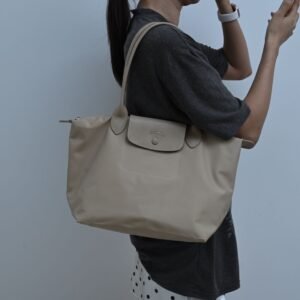 Longchamp Medium Long-Handle Tote, Nylon, Apricot