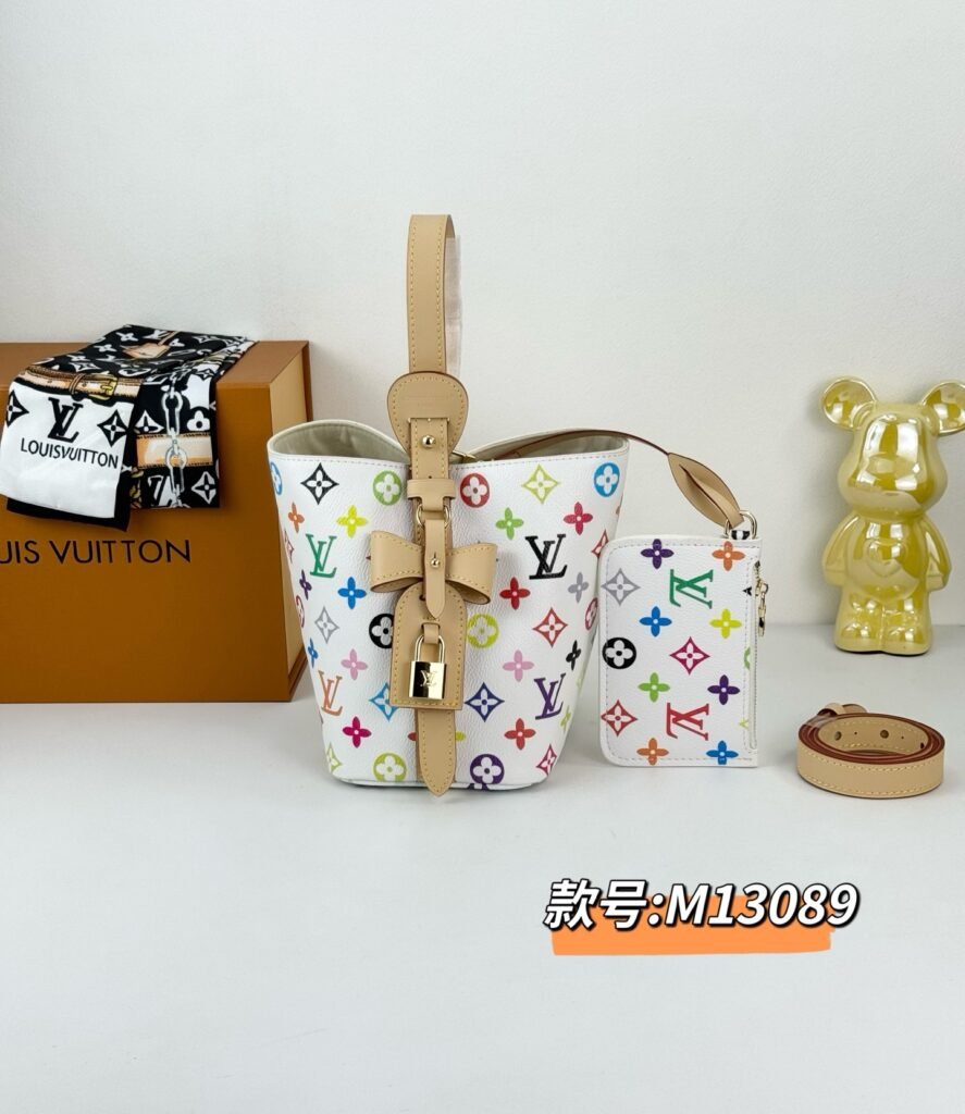 Louis Vuitton All In BB Bucket Bag, White Multicolour, 19 cm in White Multicolour