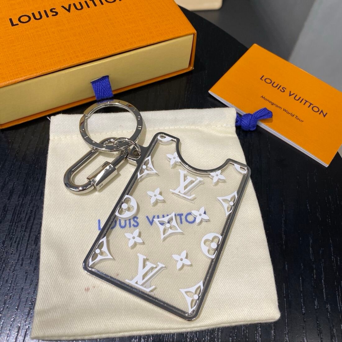 Louis Vuitton Prism ID Holder Key Ring, Grey in Grey, view 2