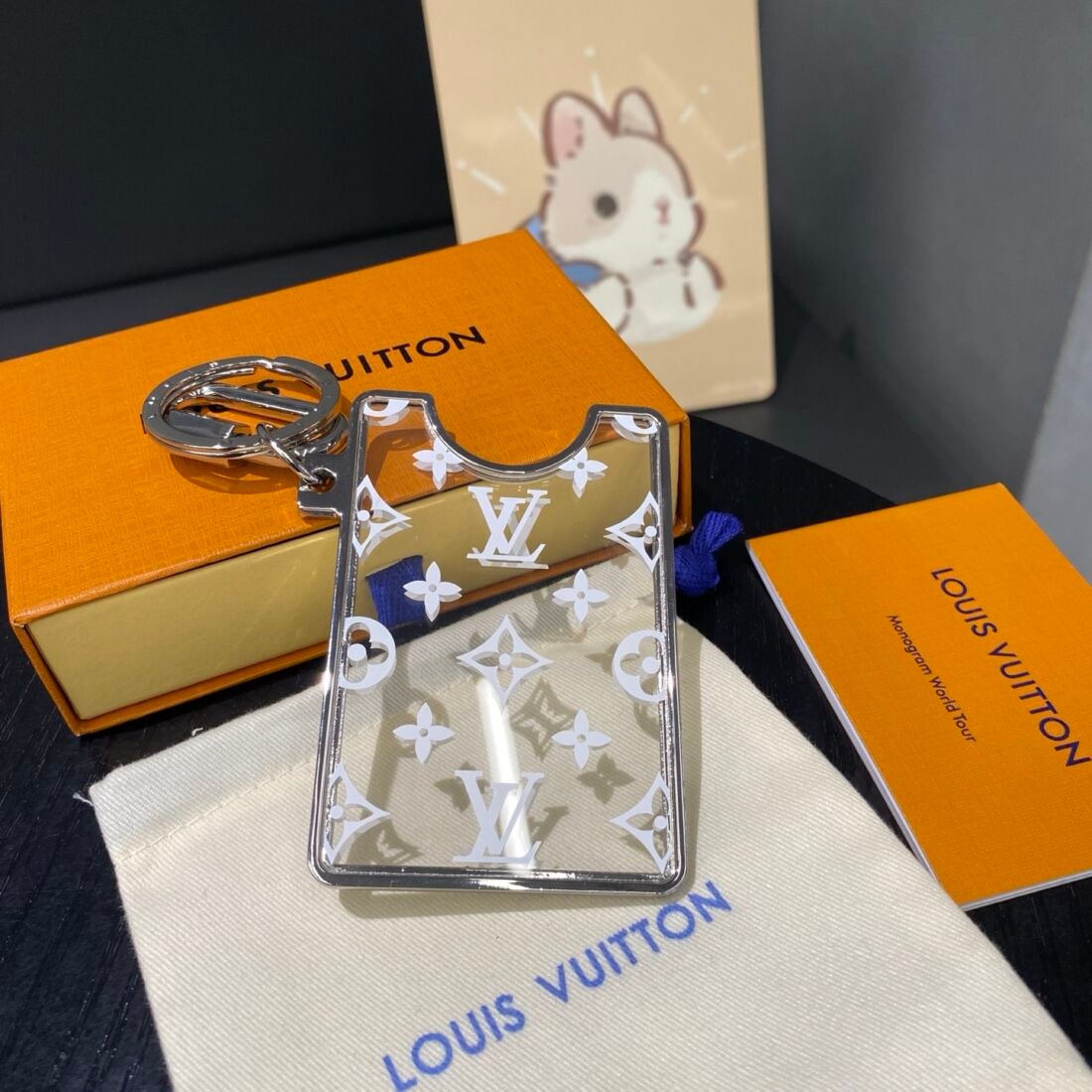 Louis Vuitton Prism ID Holder Key Ring, Grey in Grey, view 3