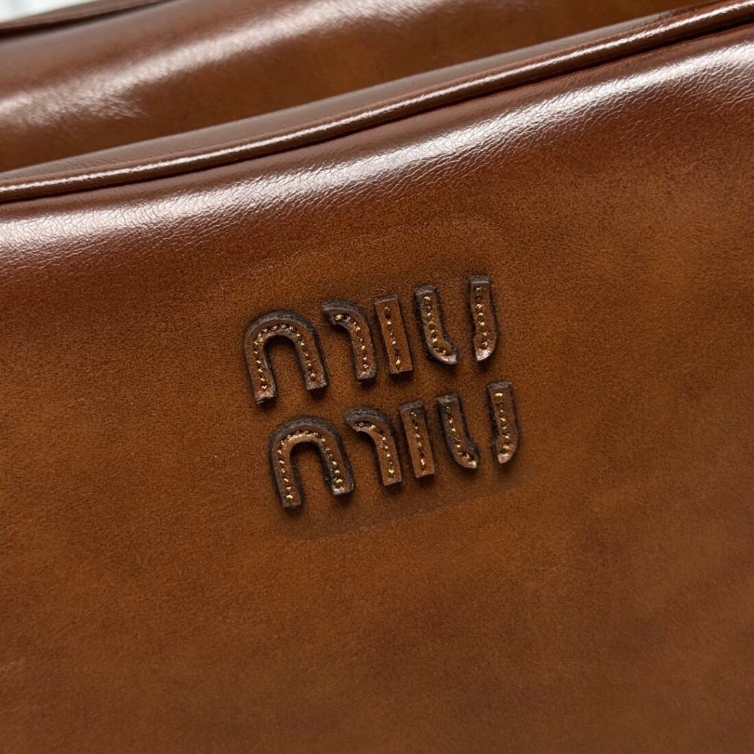 Miu Miu Bowling Bag, Soft Calfskin in Dark Brown, view 2