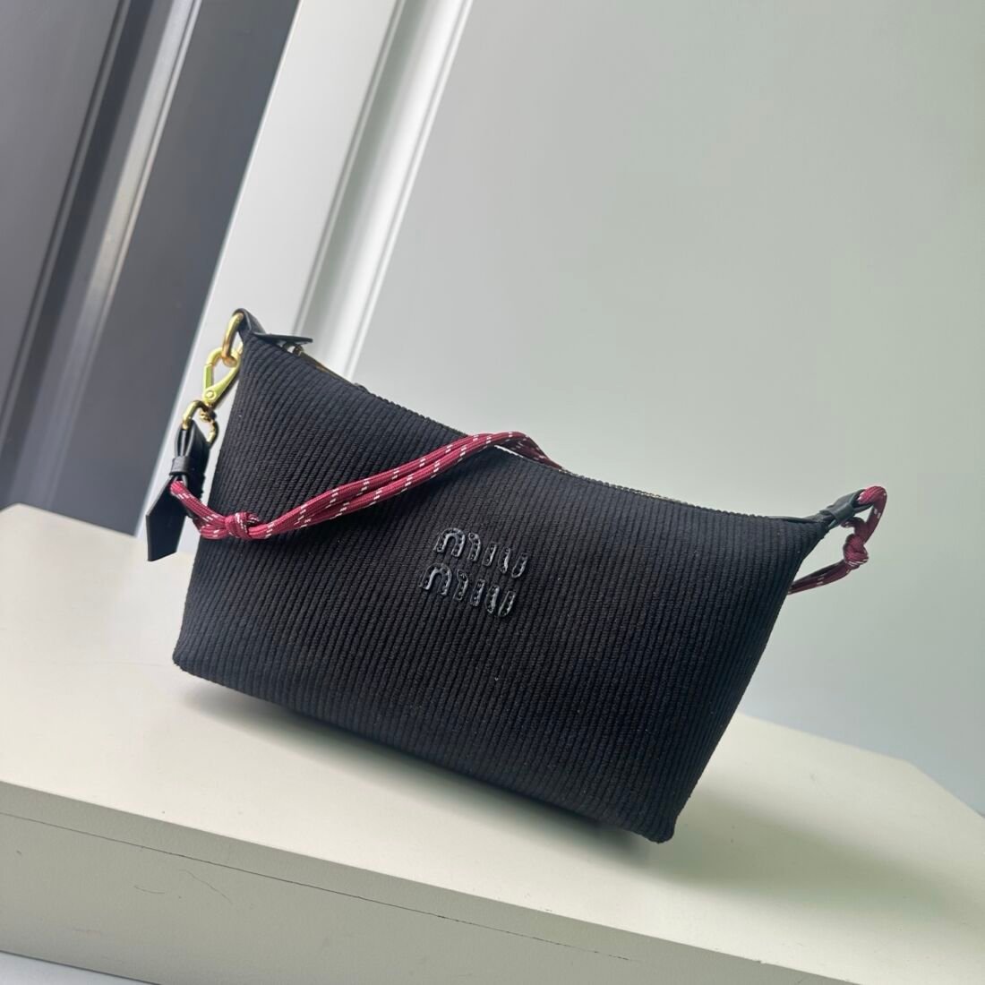Miu Miu Lunchbox Bag 5NE581, Waterproof Canvas in Dark Grey