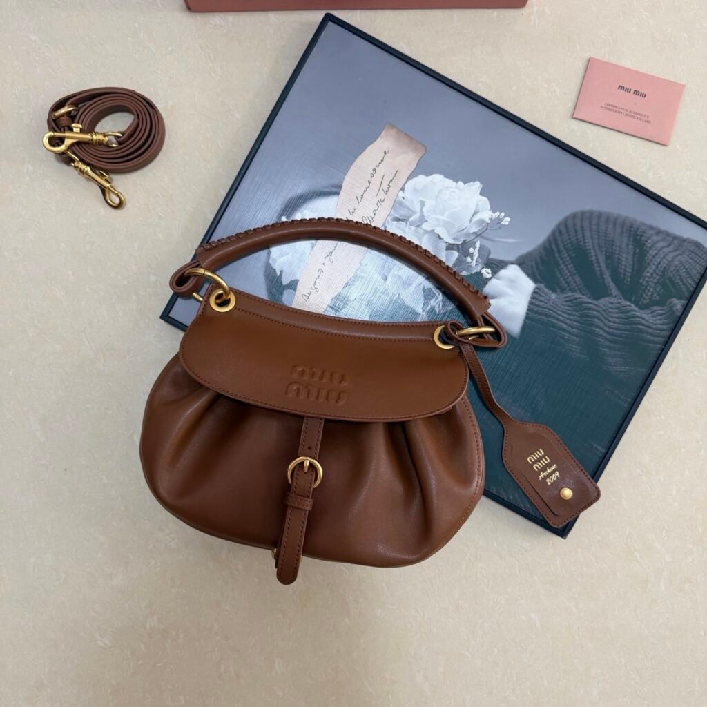 Miu Miu Rendez-Vous Hobo Bag, Aged Lambskin in Dark Grey