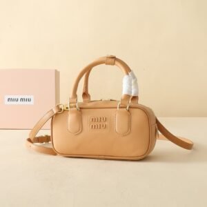 Miu Miu Small Bowling Bag, Hand or Crossbody in Camel