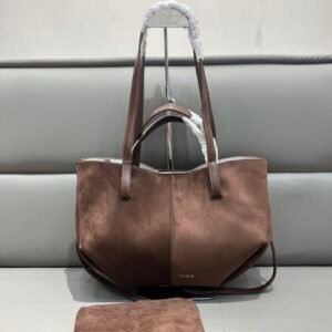 Polène Wing Tote, Small, Suede-Effect Fabric