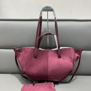 Polène Wing Tote, Small, Suede-Effect Fabric