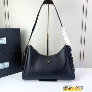 Prada Aimée Hobo Bag, Calfskin in Black