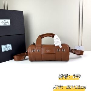 Prada Cylinder Handbag, Smooth Leather, 26SS in Dark grey