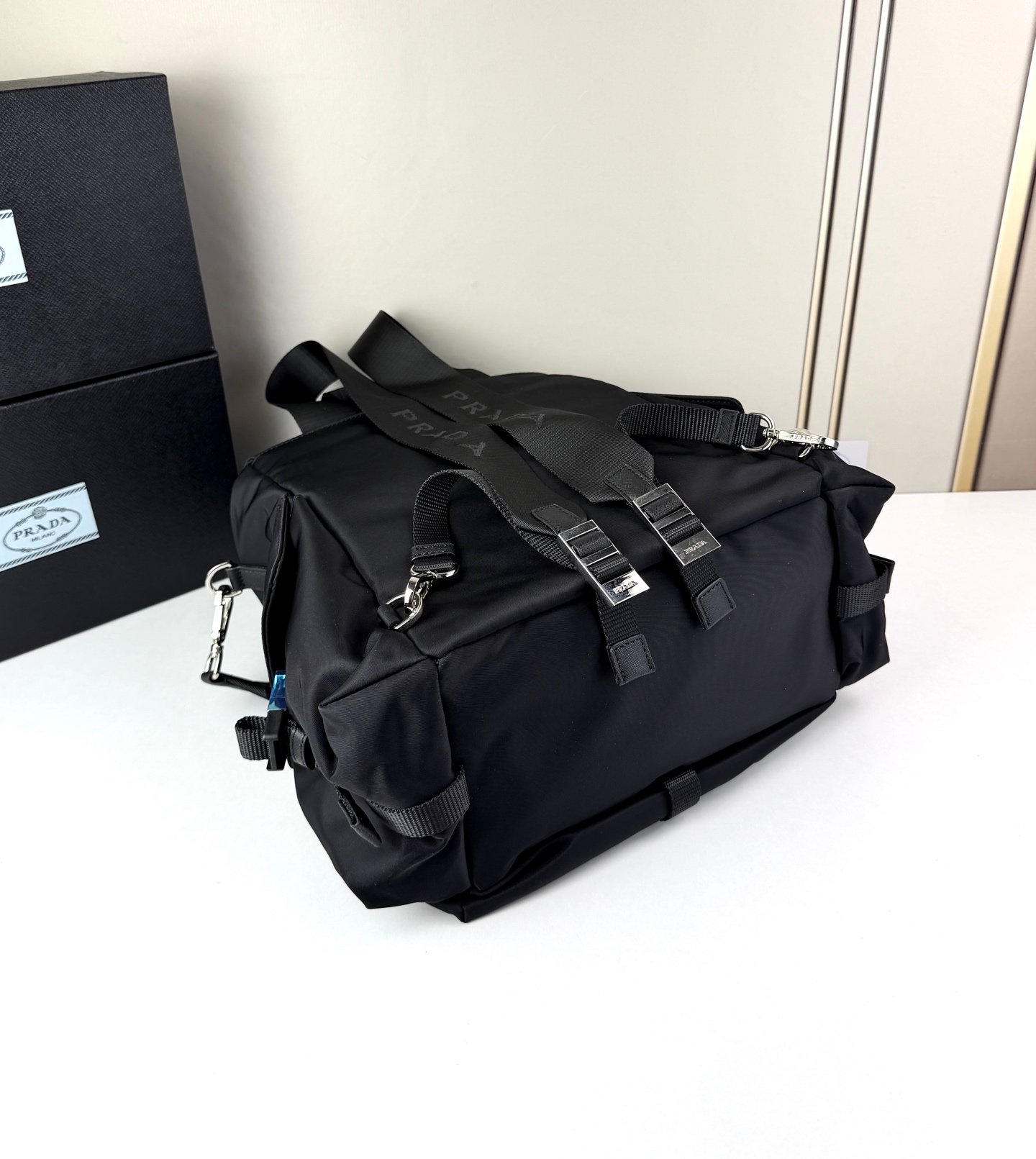 Prada Explore Nylon Backpack, 39 cm in Black, view 4