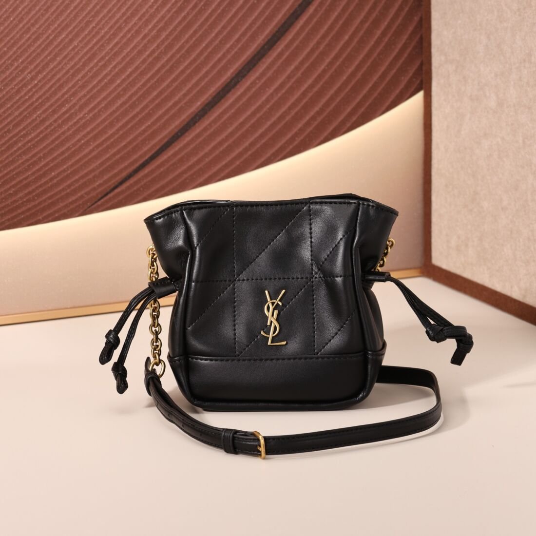 Saint Laurent Jamie Mini Shoulder Bag, Lambskin in Dark Black