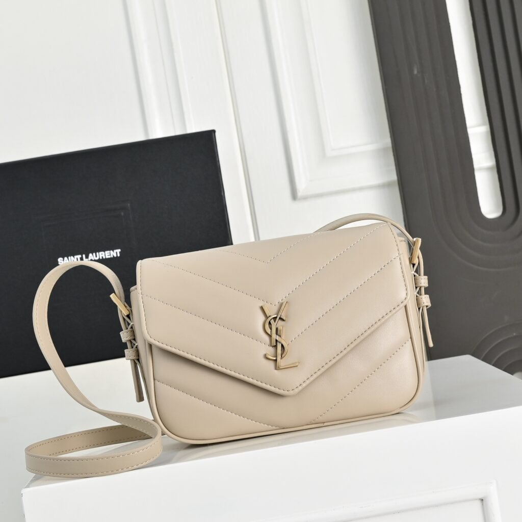 Saint Laurent Loulou Toy Bag, Quilted Lambskin in Khaki