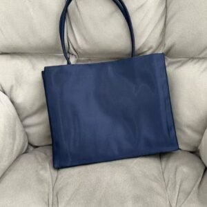 The Row Cecily Accordion Bag, Large, Navy Silk