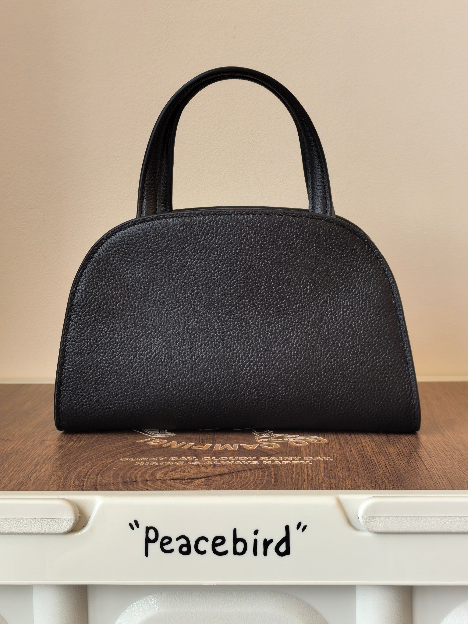Tory Burch Romy Mini Shell Bag, Grained Cowhide in Dark Grey, view 2